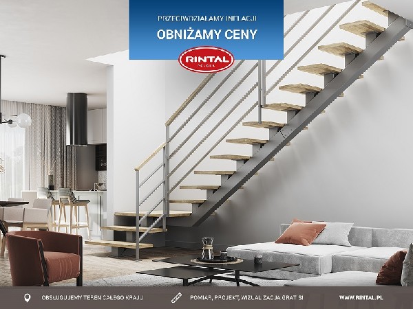 Inflacja pędzi, ceny rosną, producenci załamują ręce. Rintal Polska wychodzi temu naprzeciw. Obniża ceny przeciwdziałając inflacji. Wiodący producent schodów do wnętrz, oferuje swoim Klientom zniżki w Nowym Roku i zmniejsza ceny swoich wyjątkowych schodów. To niepowtarzalna okazja, aby skorzystać z rabatów i wyposażyć swoje wnętrze w doskonałej jakości schody z długoletnią tradycją i ponadczasowym designem. Zapraszamy do zapoznania się ze szczegółami promocji. Wszystkie informacje dostępne są na stronie internetowej: www.rintal.pl. Doradcy Rintal są do dyspozycji na terenie całego kraju. Pomiar, projekt oraz fotorealistyczna wizualizacja schodów GRATIS!?www.rintal.ple-mail: k.prabucka@rintal.pltel. Dział Handlowy: +48 585324255