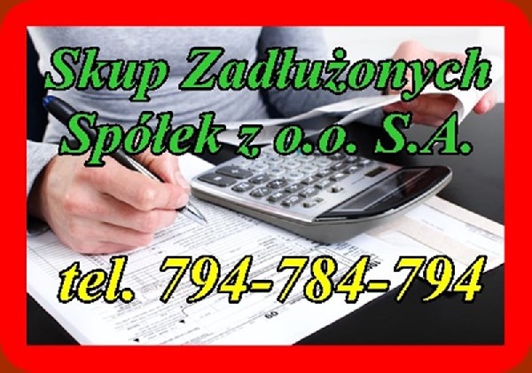 Kupujemy Zadłużone Spółki oraz Jednoosobowe Działalności Gospodarcze głównie w pakietach 100%, które zapewniają całkowitą kontrolę nad przedsiębiorstwem. Oferowane udziały dotyczą zarówno spółek posiadających atrakcyjne przedsiębiorstwa, jak również firmy rozpoczynające działalność bez majątku, umożliwiające kontynuowanie działalności i wypracowanie zysków. Oferujemy skuteczną obronę/ochronę przed artykułem 233/299/586 Kodeksu Spółek Handlowych (Antywindykacja) Dodatkowo - prowadzimy szkolenia zakresu prawa upadłościowego i restrukturyzacyjnego. W ofercie posiadamy również udziały w spółkach, które aktualnie nie prowadzą działalności, bez obrotów (także od kilku lat), umożliwiające natychmiastowe rozpoczęcie działalności gospodarczej i dające całkowitą gwarancję nie występowania wad prawno ? skarbowych. Wszystkie oferty podlegają weryfikacji i są sprawdzane pod względem zgodności z danymi podanymi przez oferenta, w związku z czym informacje przekazywane Nabywcy nie ulegną już zmianie i wyeliminowany zostaje element zaskoczenia ewentualnym błędem z przeszłości spółki. Sprawdzamy również rachunkowość spółki w przypadku przejmowania ksiąg przez Nabywcę. Na Państwa życzenie zapewniamy badanie ksiąg lub bilansu. Przyjmujemy oferty odsprzedaży udziałów w spółkach prawa handlowego, zarówno z zadłużeniem, jak i bez zadłużeń. Nie daj się zastraszyć komornikowi i tzw. Państwu! www.skupspolek.com deberg@skupspolek.com telefon: 794-784-794